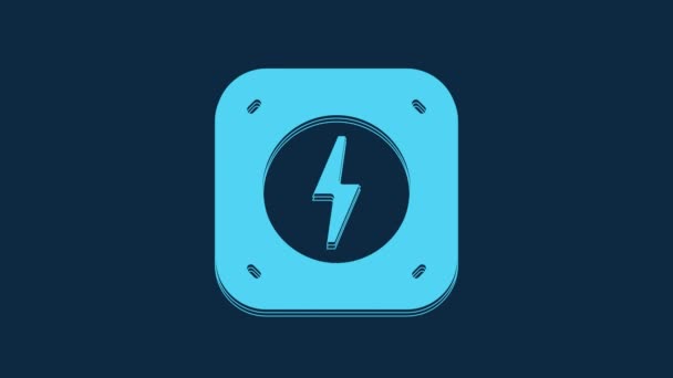 Blue Lightning Bolt Icon Isolated Blue Background Flash Sign Charge — 비디오
