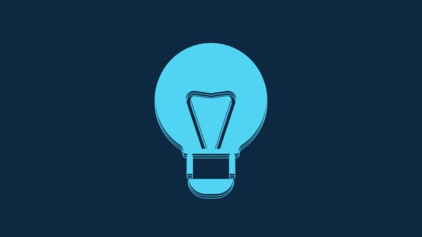 Синій Креативний Ламповий Світло Ідея Значок Ізольовані Синьому Фоні Концептуальні — стокове відео