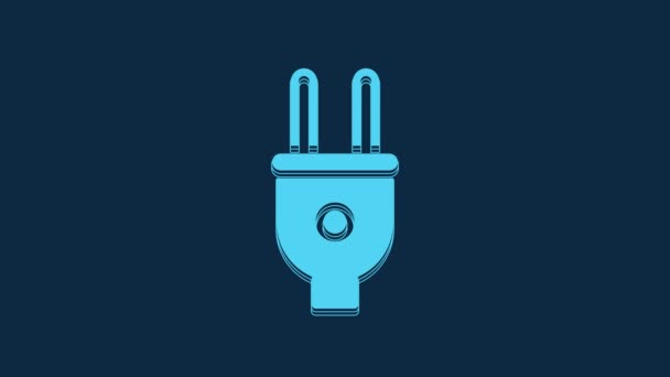 Blue Electric Plug Icon Isolated Blue Background Concept Connection Disconnection — Stok video