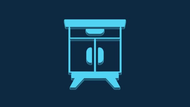 Blue Furniture Nightstand Icon Isolated Blue Background Video Motion Graphic — Stockvideo