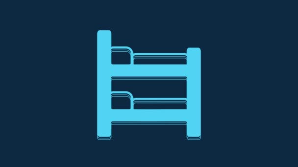 Blue Bunk Bed Icon Isolated Blue Background Video Motion Graphic — Wideo stockowe