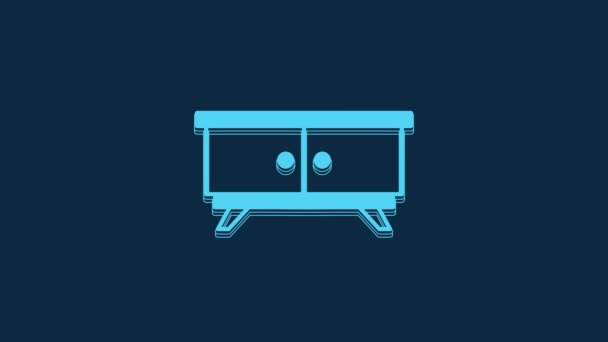 Blue Furniture Nightstand Icon Isolated Blue Background Video Motion Graphic — Wideo stockowe