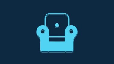 Blue Armchair icon isolated on blue background. 4K Video motion graphic animation.