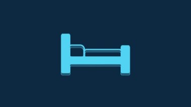 Blue Bed icon isolated on blue background. 4K Video motion graphic animation.