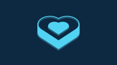 Blue Candy in heart shaped box icon isolated on blue background. Valentines Day. 4K Video motion graphic animation.