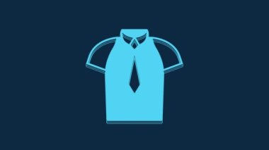 Mavi Gömlek simgesi mavi arkaplanda izole edilmiş. Tişört. 4K Video hareketli grafik canlandırması.