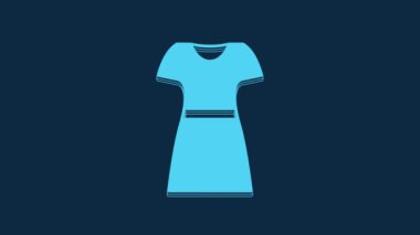 Blue Woman dress icon isolated on blue background. Clothes sign. 4K Video motion graphic animation.