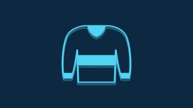 Blue Sweater icon isolated on blue background. Pullover icon. Sweatshirt sign. 4K Video motion graphic animation.