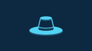 Blue Man hat with ribbon icon isolated on blue background. 4K Video motion graphic animation.