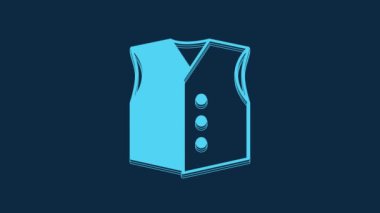 Blue Waistcoat icon isolated on blue background. Classic vest. Formal wear for men. 4K Video motion graphic animation.