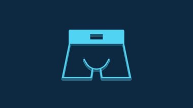 Blue Men underpants icon isolated on blue background. Man underwear. 4K Video motion graphic animation.