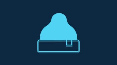 Blue Beanie hat icon isolated on blue background. 4K Video motion graphic animation.