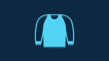 Blue Sweater icon isolated on blue background. Pullover icon. Sweatshirt sign. 4K Video motion graphic animation.