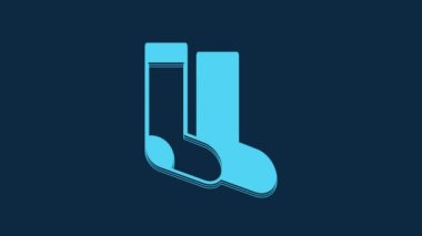 Blue Socks icon isolated on blue background. 4K Video motion graphic animation.