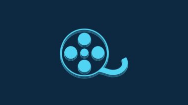 Blue Film reel icon isolated on blue background. 4K Video motion graphic animation.