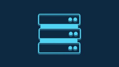 Blue Server, Data, Web Hosting icon isolated on blue background. 4K Video motion graphic animation.