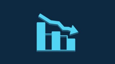 Blue Financial growth decrease icon isolated on blue background. Increasing revenue. 4K Video motion graphic animation.