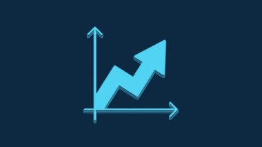 Blue Financial growth increase icon isolated on blue background. Increasing revenue. 4K Video motion graphic animation.