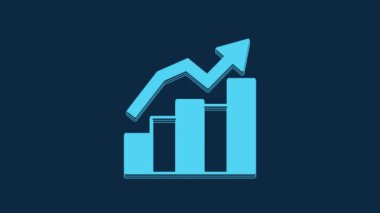 Blue Financial growth increase icon isolated on blue background. Increasing revenue. 4K Video motion graphic animation.
