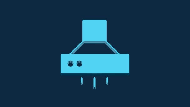 Blue Kitchen Extractor Fan Icon Isolated Blue Background Cooker Hood — Stockvideo