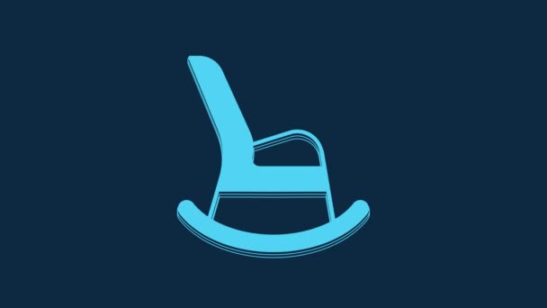 Blue Rocking Chair Icon Isolated Blue Background Video Motion Graphic — Stock Video