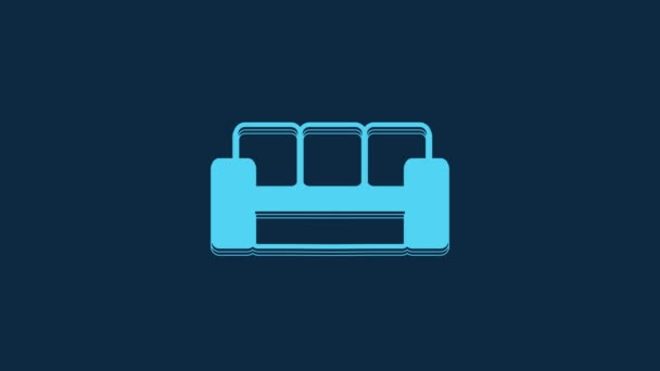 Blue Sofa Icon Isolated Blue Background Video Motion Graphic Animation — Vídeo de Stock