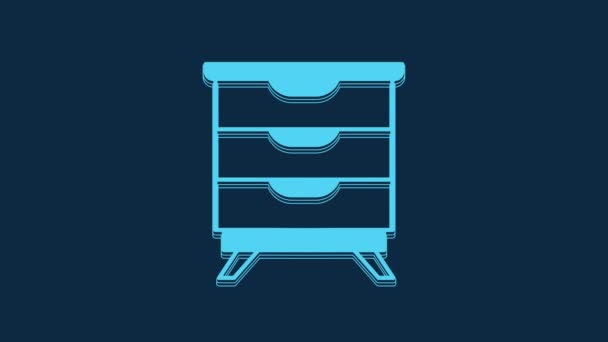 Blue Furniture Nightstand Icon Isolated Blue Background Video Motion Graphic — 비디오