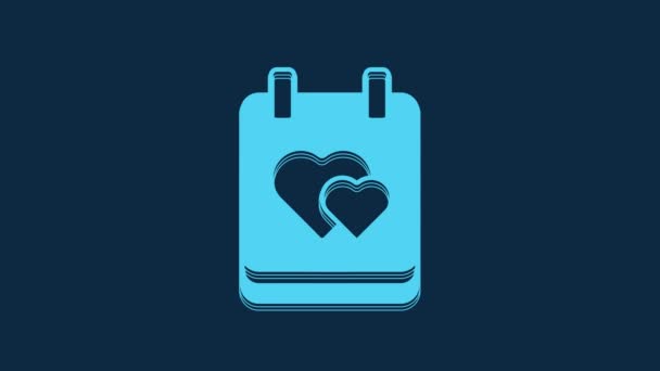 Blue Calendar Heart Icon Isolated Blue Background Valentines Day Love — Vídeos de Stock