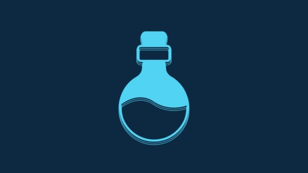 Botella Azul Con Icono Poción Amor Aislado Sobre Fondo Azul — Vídeo de stock