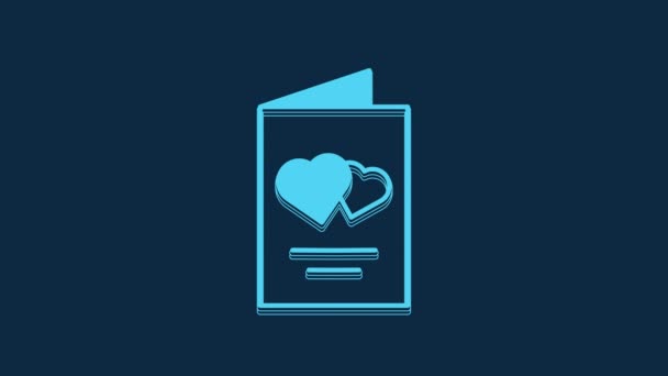 Blue Valentines Day Flyer Heart Icon Isolated Blue Background Celebration — Stock videók