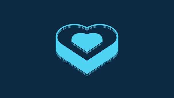 Blue Candy Heart Shaped Box Icon Isolated Blue Background Valentines — Wideo stockowe