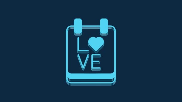 Blue Calendar February Icon Isolated Blue Background Valentines Day Love — Vídeo de Stock