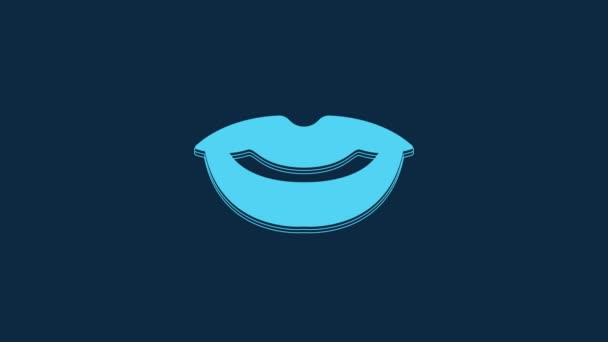 Blue Smiling Lips Icon Isolated Blue Background Smile Symbol Video — Vídeo de Stock