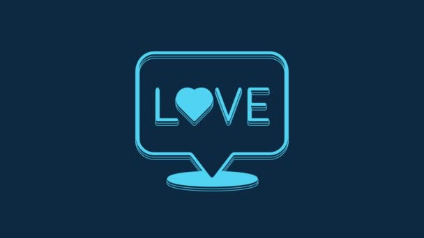 Blue Love Text Icon Isolated Blue Background Valentines Day Greeting — Vídeos de Stock