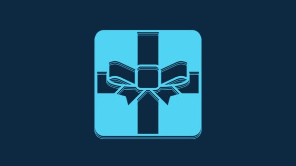 Blue Gift Box Icon Isolated Blue Background Valentines Day Video — Wideo stockowe