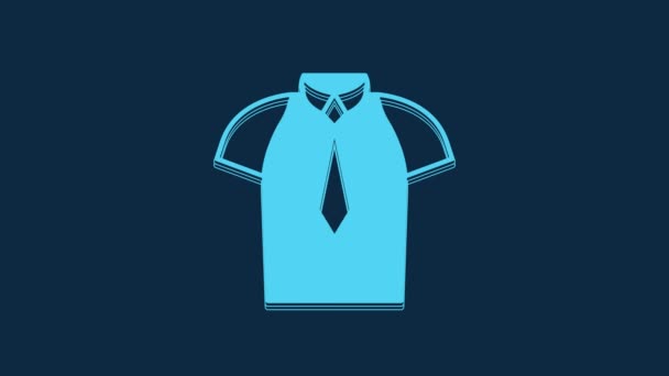 Ікона Blue Shirt Ізольована Синьому Фоні Футболка Відеографічна Анімація — стокове відео