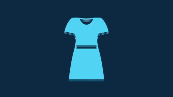 Blue Woman Dress Icon Isolated Blue Background Clothes Sign Video — 图库视频影像