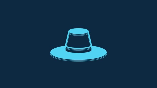 Blue Man Hat Ribbon Icon Isolated Blue Background Video Motion — Stock video