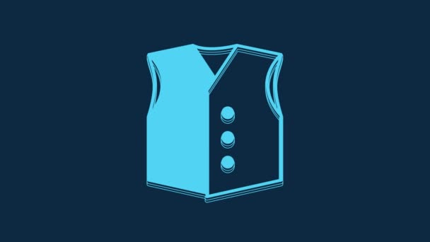 Blue Waistcoat Icon Isolated Blue Background Classic Vest Formal Wear — 비디오