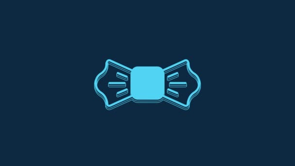 Blue Bow Tie Icon Isolated Blue Background Video Motion Graphic — Vídeo de stock