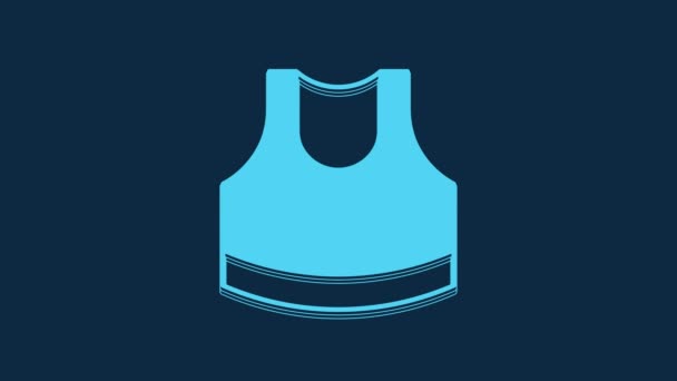 Ícone Superior Colheita Fêmea Azul Isolado Fundo Azul Camisola Animação — Vídeo de Stock