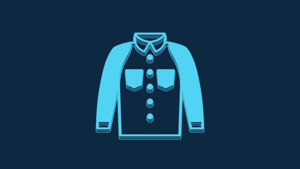 Blue Shirt Icoon Geïsoleerd Blauwe Achtergrond Shirt Video Motion Grafische — Stockvideo
