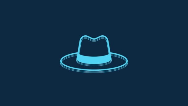 Blue Man Hat Ribbon Icon Isolated Blue Background Video Motion — Wideo stockowe