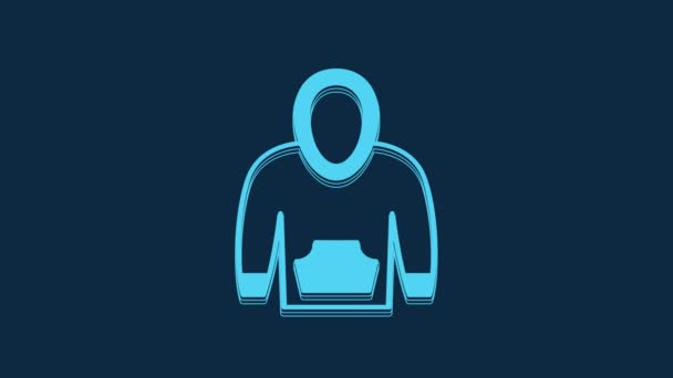 Blue Hoodie Icon Isolated Blue Background Hooded Sweatshirt Video Motion — Wideo stockowe