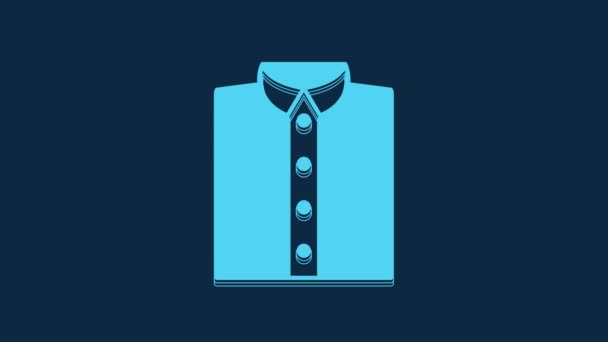 Mavi Gömlek Simgesi Mavi Arkaplanda Izole Edilmiş Tişört Video Hareketli — Stok video
