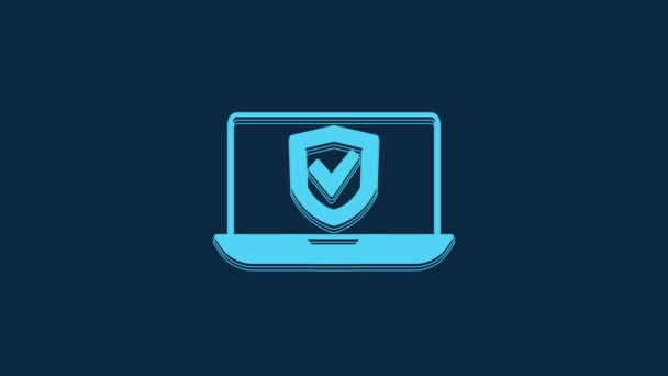 Blue Insurance Icona Online Isolato Sfondo Blu Sicurezza Sicurezza Protezione — Video Stock