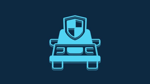 Niebieska Ikona Ubezpieczenia Samochodu Odizolowana Niebieskim Tle Koncepcja Ubezpieczenia Ochrona — Wideo stockowe