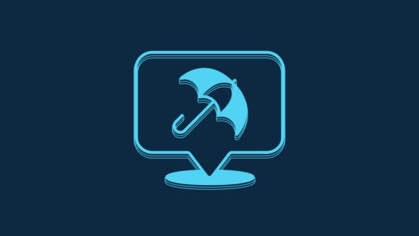 Blue Umbrella Icon Isolated Blue Background Insurance Concept Waterproof Icon — Video Stock