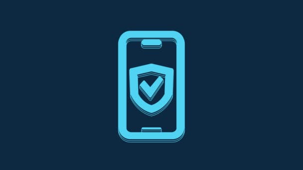 Blue Insurance Ícone Line Isolado Fundo Azul Segurança Segurança Proteção — Vídeo de Stock