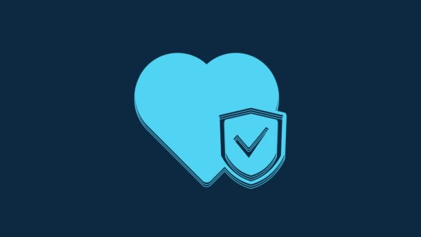 Blue Life Insurance Shield Icon Isolated Blue Background Security Safety — Stock Video